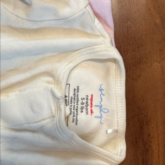 Magnetic Me newborn One Piece Footies - Soft Pink and Cream - Picture 2 of 3